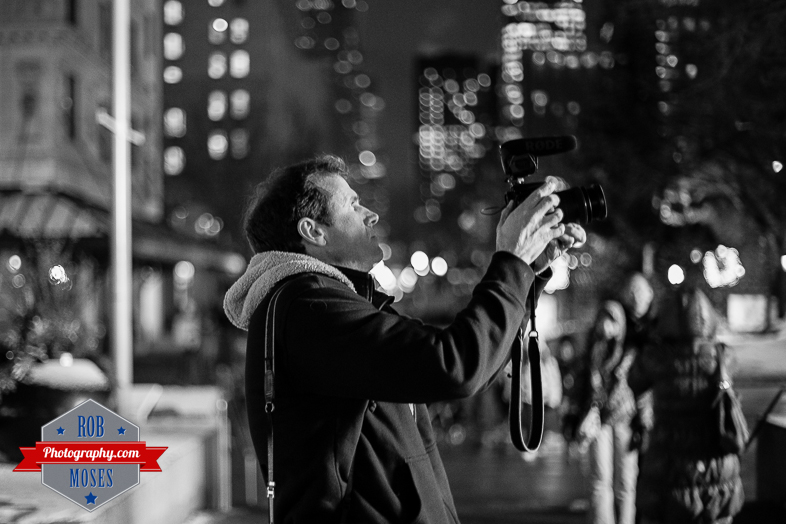 1 Photographer shooting street photography Calgary Bokeh Downtown urban city life - Rob Moses Photography - Vancouver Seattle Twitter Star Celebrity Famous Rode Mic Guy Stranger
