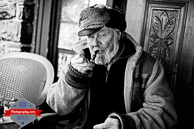 Old man smoking famous pipe elder timer senoir bokeh Geezer street portrait - Rob Moses Photography - Vancouver Seattle Calgary photographer