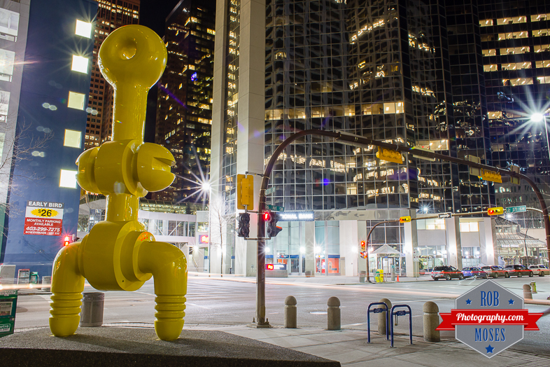 Downtown Calgary Alberta Canada famous street art sculpture night long exposure urban city metro - Rob Moses Photography - Vancouver Seattle Photographer Photographers