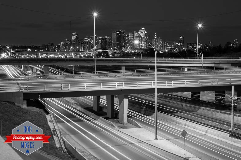 Calgary Alberta Canada 2014 highway freeway street bridge overpass roads city skyline urban metro modern buildings - Rob Moses Photography - Seattle Vancouver Calgary Photographer Native American Photographers