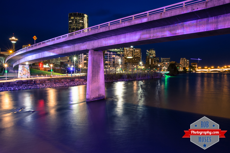 Calgary Bridge City buildings Bow River building tower overpass urban metro night long exposure famous lights - Rob Moses Photography - Seattle Vancouver Photographer Photographers