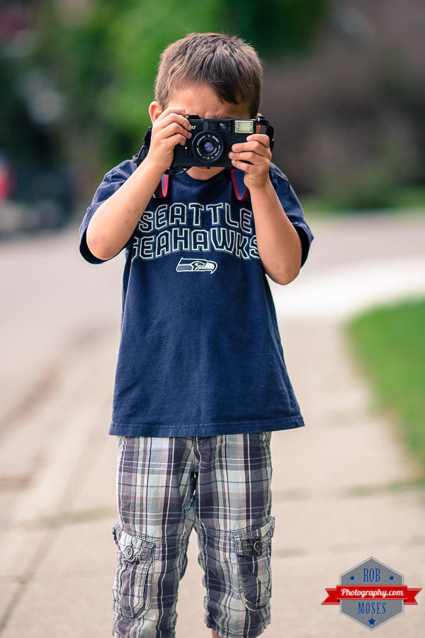 Boy Child film camera bokeh 135L Seattle Seahawks Fan - Rob Moses Photography - Vancouver Seattle Calgary Photographer Photographer Native American Famous Tlingit Ojibawa Top Popular Best Canadian Lifestyle