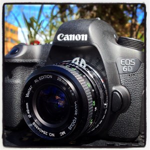 Canon 6D DSLR Camera Vivitar 28mm close focus RL Edition manul lens Nikon to Canon EOS mount adapter