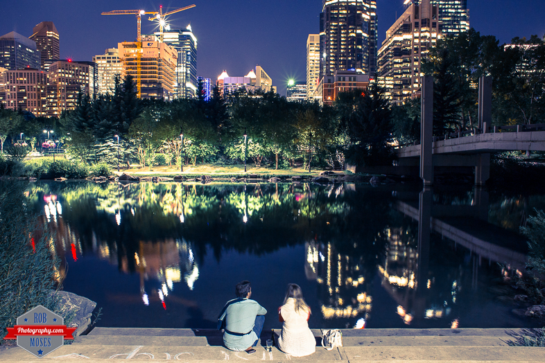 Blog Couple Friends in Calgary YYC Skyline City Pond - Rob Moses Photography