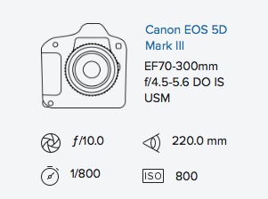 Canon 5D mark iii 70-300mm DO IS exif data
