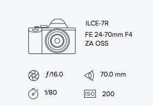Sony A7R 70-200mm Mirorless exif data rob moses