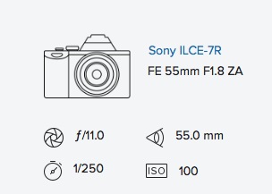 Sony A7R exif data 55mm rob moses