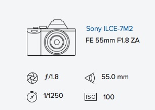 Rob Moses exif data Sony a7ii 55mm 1.8