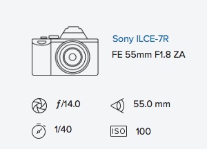 exif data rob moses a7r 55mm sony