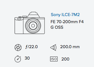 exif data rob moses sony a7ii 70-200mm OSS f4 G